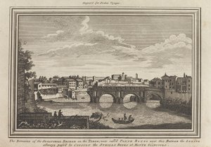 The Remains of the Senatorial Bridge on the Tiber; now called Ponte Rotto over this Bridge the Senate always passed to Consult the Sibylline Books at Monte Gianicolo by Unknown artist