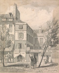 The Residence of Jeschi in the Boulevard du Temple, from a drawing made on the spot. The window covered with a blind is the one from whence the deadly engine was [Dissil?]; page 2 (Volume Two) by Unknown artist