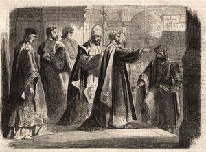 The archbishop Saint Ambrose of Milan prohibited the entrance of the church to Roman emperor Theodosius I to punish him for the massacre of Thessalonica in 390