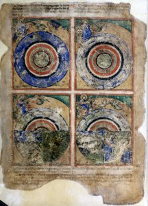 The Creation of the World. Genesis. Miniature from Codex 212 (or Padovano Codice or Bible of Padua) 1390-1400, Rovigo, Accademia dei Concordi
