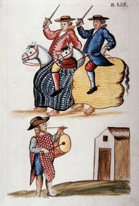 The Dance of the Little Horse, from the Book "Trujillo del Peru" or "Codex Martinez Compañón" by Baltazar Martinez Compañón y Bujanda, Bishop of Trujillo