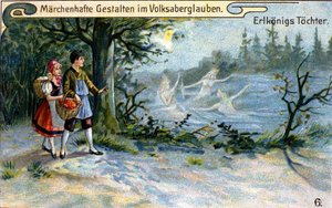 The daughters of the King of the Elves, wonderful character of German mythology