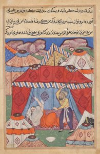 The disguised Arab, substituting for Habbaza, is whipped by her husband for refusing a bowl of milk, from Tales of a Parrot: Twenty-fourth Night by Unknown artist