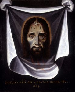 The effigy of Christ painted from the canvas preserved in the Church of St. Sylvestre in Rome
