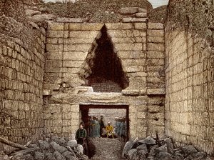 The excavations at Mycenae led by Heinrich Schliemann by Unknown artist