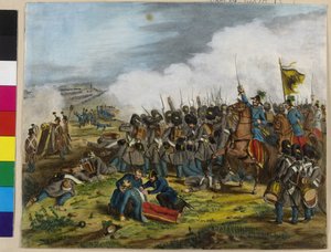 The fatal hurt of the general Ulysses baron of Salis-Soglio during the battle of St. Lucy at Verona on the 6th May 1848