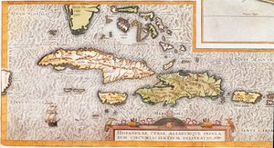 The islands of the Greater Antilles and the Lesser Antilles in the Caribbean Sea (map)