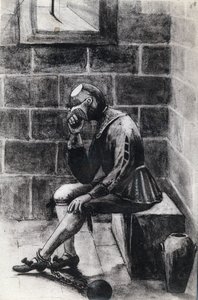 The man with the iron mask prisoner of state interned at the prison of the Holy Isle Margarita. by Unknown artist