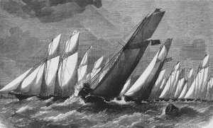 The Oceanic Race of the Royal Victoria Yacht Club in 1868 - Engraving, Bibl. des Arts Deco.