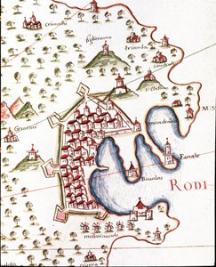 The port of Rhodes in Greece (Detail of the portulan of Castellini) by Unknown artist