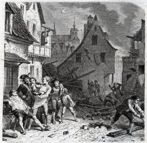 The Shaving Dish of Lille - An Episode from the Siege of Lille in 1792 - engraving by Unknown artist