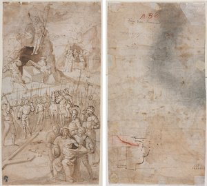 Three Scenes from the Passion of Christ (recto) Architectural Sketch (verso)