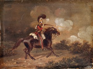 Trooper of 1st Life Guards firing a carbine by Unknown artist