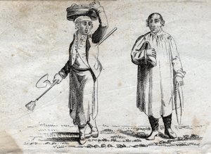 Two peasants, late 18th century engraving, private collection. by Unknown artist