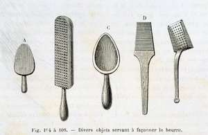 Various objects used to shape butter - in 