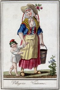 Venetian village with her son by Unknown artist