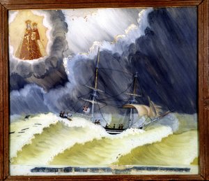 Vessel in difficulty - ex-voto of the Notre Dame de Laghet by Unknown artist