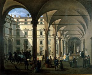 View of Arcivescovado court in Milan by Unknown artist