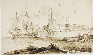 View of Harbor of Fortified Town by Unknown artist