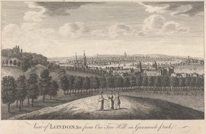 View of London and Church from One Tree Hill in Greenwich Park by Unknown artist