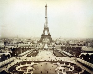 View of the 1889 Universal Exhibition in Paris and the Eiffel Tower