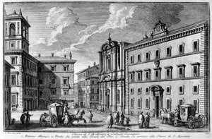 View of the Church of St. Apollinar and the Germanic College (Collegio Germanico) in Rome at the end of the 18th century