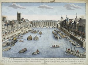 View of the Pont au Change and St Jacques Tower in Paris by Unknown artist