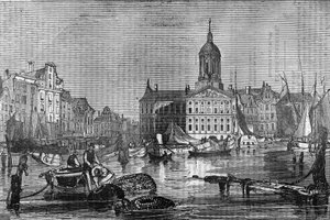 View of the city of Amsterdam and the old Town Hall in the 19th century by Unknown artist