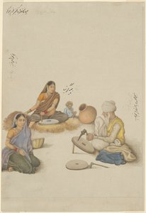 Villagers Grinding Corn, page from the Fraser Album