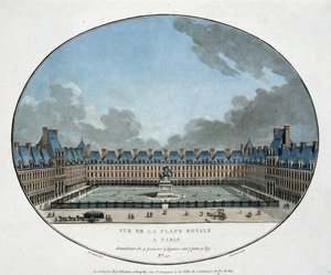 View of the Place Royale in Paris (Place des Vosges). engraving 18th century