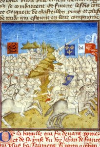 War of Hundred Years: Battle of Poitiers - in “Grandes Chronicles de Saint-Denis”, end of the 14th century by Unknown artist