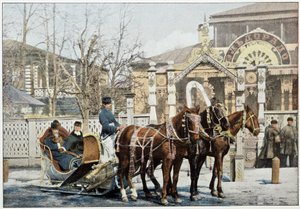 Winter Troika in Moscow - Photography, Late 19th Century