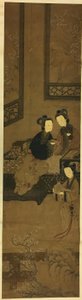 Winter: Women Enjoying Writing, Reading, and Plum Blossoms by Unknown artist