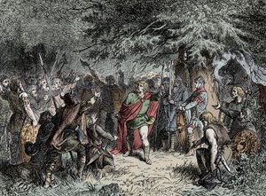 Widukind of Saxony calls on the Saxons to raise their arms against the Franco invasion of Charlemagne in 777 by Unknown artist