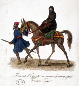 Woman of Egypt Running, Accompanied by Her Zaïs - Engraving, Early 19th Century