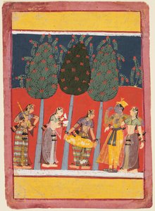 Women Play Music for Radha and Krishna: Chitrini Nayika, from a Rasikapriya by Unknown artist