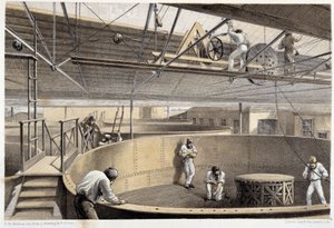 Wrapping the cable into large tanks at Greenwich