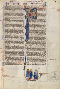 Initial P: Saint Paul Giving a Scroll to a Bishop