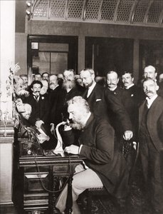 Alexander Graham Bell at the Inauguration of the Long-Haul Line from New York to Chicago, Oct. 18 by Unknown photographer