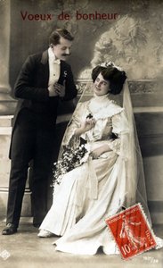 Bridal Couple, Greeting Postcard for a Wedding, 1920s by Unknown photographer