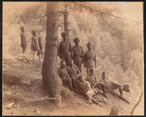 British officers and Indian other ranks, 32nd Pioneers in Afghanistan by Unknown photographer