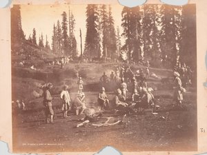General McQueen and staff at breakfast, Black Mountain expedition by Unknown photographer