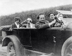 Helene Berg, Alma Mahler, Franz Werfel and Alban Berg Photographed in Car by Unknown photographer