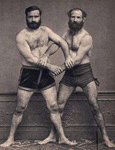 Portrait of the Marseille brothers in wrestler. Photography, late 19th century, Paris. Coll. Selva by Unknown photographer
