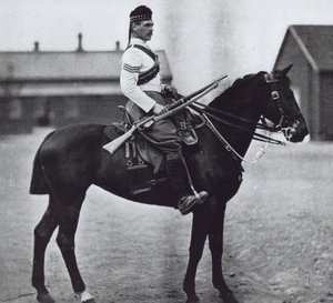 Sergeant of the 92nd Gordon Highlanders, equipped as a mounted infantryman by Unknown photographer