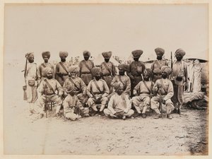 The 15th (Ludhiana) Regiment of Bengal Native Infantry in the desert landscape of Sudan by Unknown photographer
