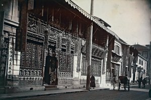 View of buildings along a road in China