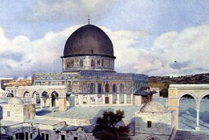View of the Mosque of Omar in Jerusalem. Autochrome