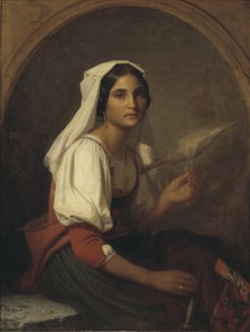 An Italian Woman Spinning Flax by Uno Troili