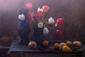 Moody Tulips Still Life by UstinaGreen